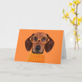 Kutest Baby Animals | Dachshund Oranje Sweater Kaart (Gele Bloem)
