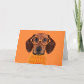 Kutest Baby Animals | Dachshund Oranje Sweater Kaart (Voorkant)