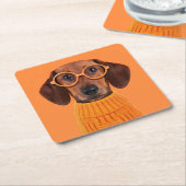 Kutest Baby Animals | Dachshund Oranje Sweater Kartonnen Onderzetters (Schuin)