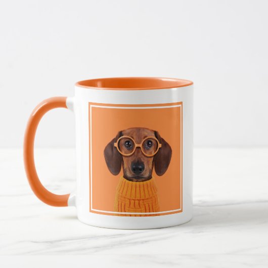 Kutest Baby Animals | Dachshund Oranje Sweater Mok (Links)