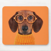 Kutest Baby Animals | Dachshund Oranje Sweater Muismat (Voorkant)