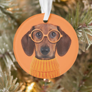 Kutest Baby Animals   Dachshund Oranje Sweater Ornament