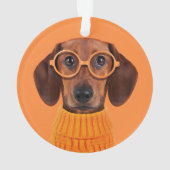Kutest Baby Animals | Dachshund Oranje Sweater Ornament (achterkant)