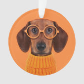 Kutest Baby Animals | Dachshund Oranje Sweater Ornament (voorkant)