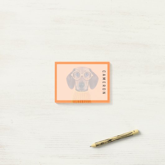 Kutest Baby Animals | Dachshund Oranje Sweater Post-it® Notes (Op bureau)