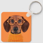 Kutest Baby Animals | Dachshund Oranje Sweater Sleutelhanger (Achterkant)