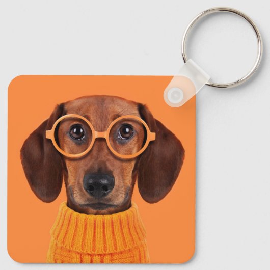 Kutest Baby Animals | Dachshund Oranje Sweater Sleutelhanger (Achterkant)