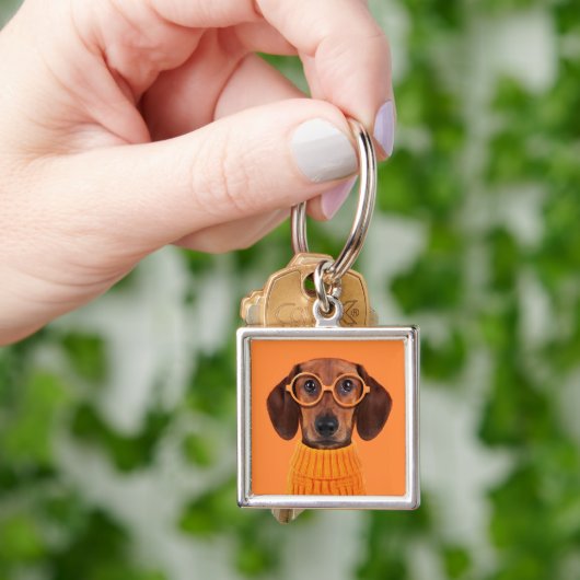 Kutest Baby Animals | Dachshund Oranje Sweater Sleutelhanger (Hand)