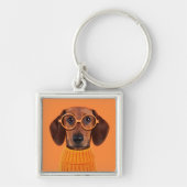 Kutest Baby Animals | Dachshund Oranje Sweater Sleutelhanger (Voorkant)