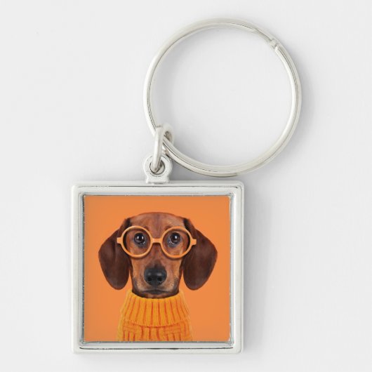 Kutest Baby Animals | Dachshund Oranje Sweater Sleutelhanger (Voorkant)