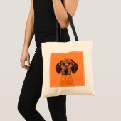 Kutest Baby Animals | Dachshund Oranje Sweater Tote Bag (Voorkant (product))