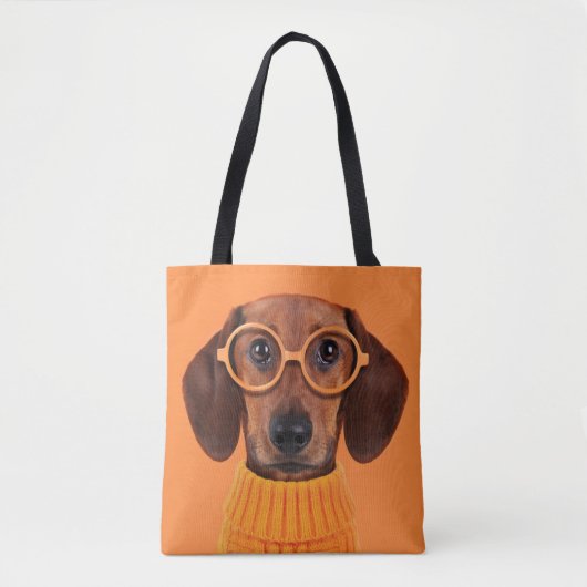 Kutest Baby Animals | Dachshund Oranje Sweater Tote Bag (Voorkant)