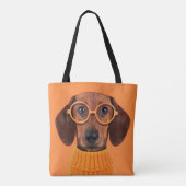 Kutest Baby Animals | Dachshund Oranje Sweater Tote Bag (Achterkant)