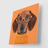 Kutest Baby Animals | Dachshund Oranje Sweater Vierkante Klok (Hoek)
