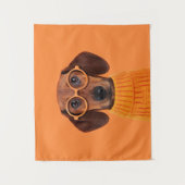 Kutest Baby Animals | Dachshund Oranje Sweater Wandkleed (Voorkant)