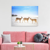 Kutest Baby Animals | Deer bij de strand Canvas Afdruk (Insitu (Woonkamer))