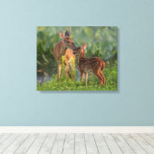 Kutest Baby Animals | Deer en Baby Canvas Afdruk (Insitu (Houten vloer))