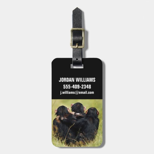 Kutest Baby Animals | Drie Chimpansees Hugging Bagagelabel (Voorkant verticaal)
