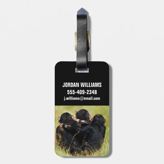 Kutest Baby Animals | Drie Chimpansees Hugging Bagagelabel (Achterkant verticaal)