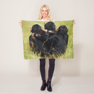 Kutest Baby Animals   Drie Chimpansees Hugging Fleece Deken