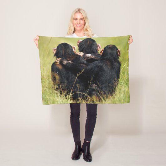 Kutest Baby Animals | Drie Chimpansees Hugging Fleece Deken (In situ)