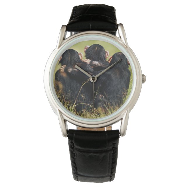 Kutest Baby Animals | Drie Chimpansees Hugging Horloge (Voorkant)