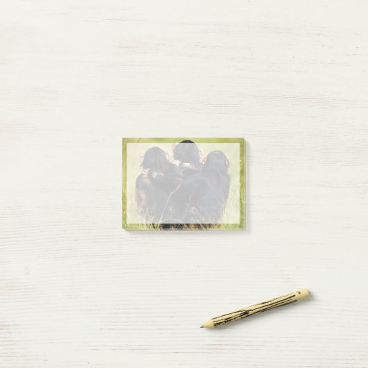 Kutest Baby Animals | Drie Chimpansees Hugging Post-it® Notes (Op bureau)