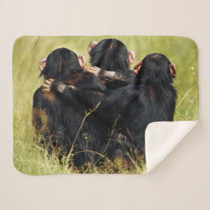 Kutest Baby Animals   Drie Chimpansees Hugging Sherpa Deken