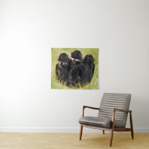 Kutest Baby Animals Drie Chimpansees Hugging Wandkleed