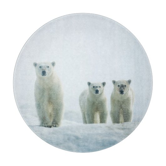 Kutest Baby Animals | Drie jonge Polar-Beren Snijplank (Voorkant)