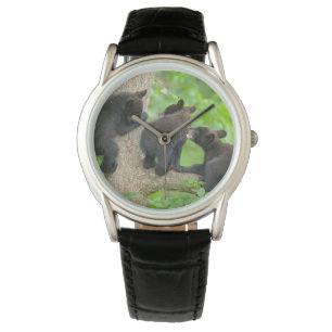 Kutest Baby Animals   Drie jonge zwarte Beren kubu Horloge