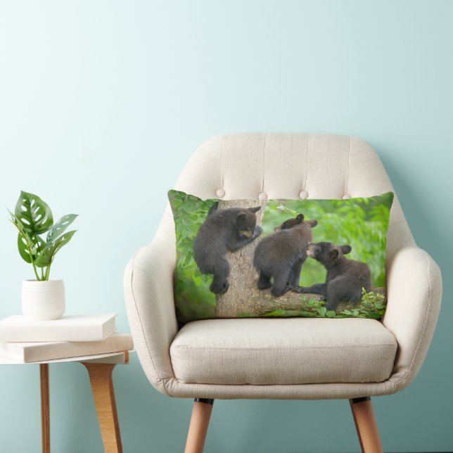Kutest Baby Animals | Drie jonge zwarte Beren kubu Kussen (Stoel)