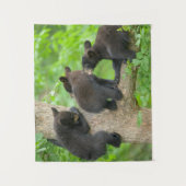 Kutest Baby Animals | Drie jonge zwarte Beren kubu Wandkleed (Voorkant)