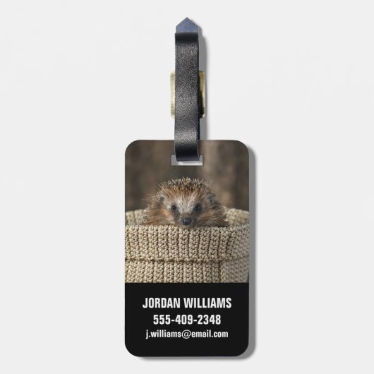 Kutest Baby Animals | Egel in een mand Bagagelabel (Achterkant verticaal)