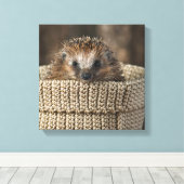 Kutest Baby Animals | Egel in een mand Canvas Afdruk (Insitu (Houten vloer))
