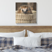 Kutest Baby Animals | Egel in een mand Canvas Afdruk (Insitu (Slaapkamer))