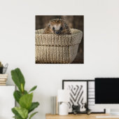 Kutest Baby Animals | Egel in een mand Poster (Thuiskantoor)