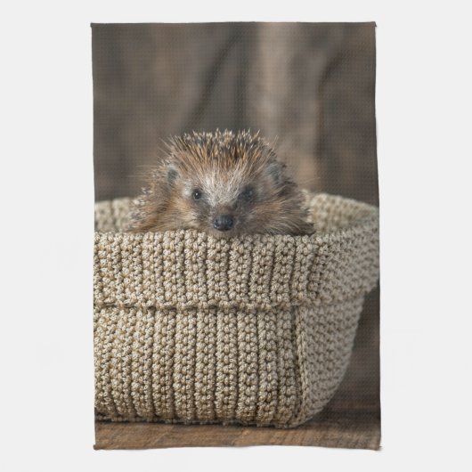 Kutest Baby Animals | Egel in een mand Theedoek (Verticaal)