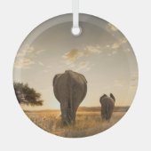 Kutest Baby Animals | Elephant Calf en moeder Glas Ornament (Voorkant)