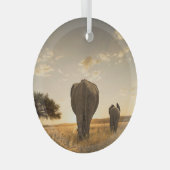 Kutest Baby Animals | Elephant Calf en moeder Glas Ornament (Voorkant Rechts)