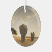 Kutest Baby Animals | Elephant Calf en moeder Glas Ornament (Voorkant links)
