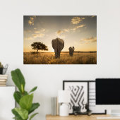 Kutest Baby Animals | Elephant Calf en moeder Poster (Thuiskantoor)