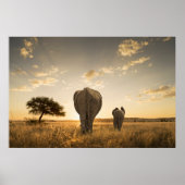 Kutest Baby Animals | Elephant Calf en moeder Poster (Voorkant)