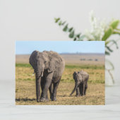 Kutest Baby Animals | Elephant Moeder & Baby Bedankkaart (Staand voorkant)