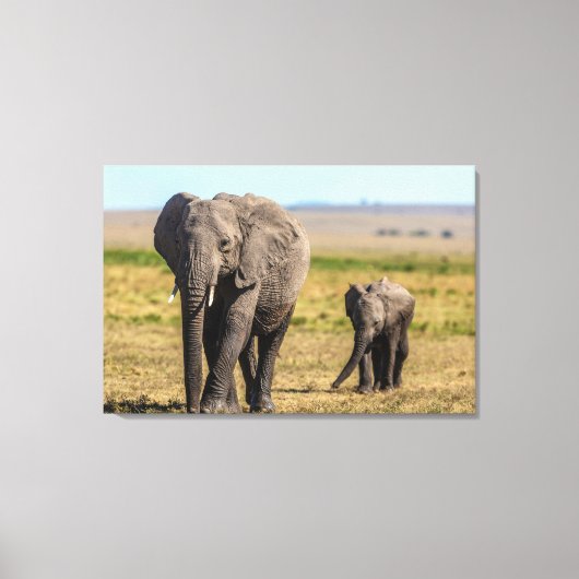 Kutest Baby Animals | Elephant Moeder & Baby Canvas Afdruk (Voorkant)