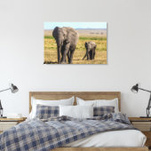 Kutest Baby Animals | Elephant Moeder & Baby Canvas Afdruk (Insitu (Slaapkamer))