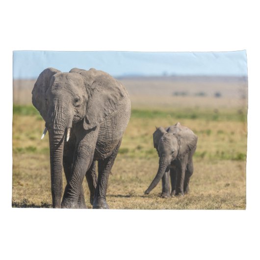 Kutest Baby Animals | Elephant Moeder & Baby Kussensloop (Achterkant)