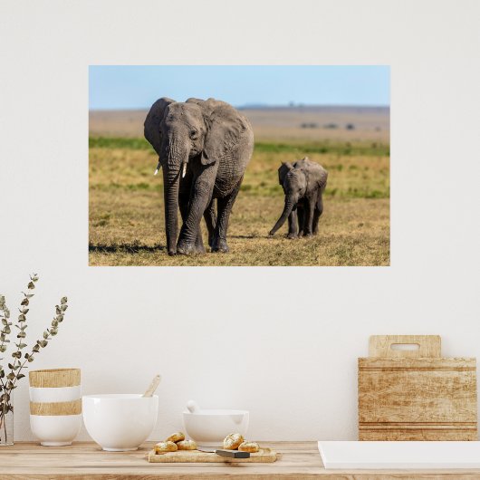 Kutest Baby Animals | Elephant Moeder & Baby Poster (Keuken)