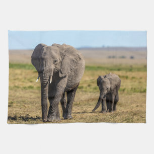 Kutest Baby Animals   Elephant Moeder & Baby Theedoek