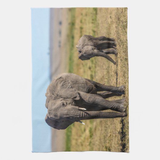 Kutest Baby Animals | Elephant Moeder & Baby Theedoek (Verticaal)